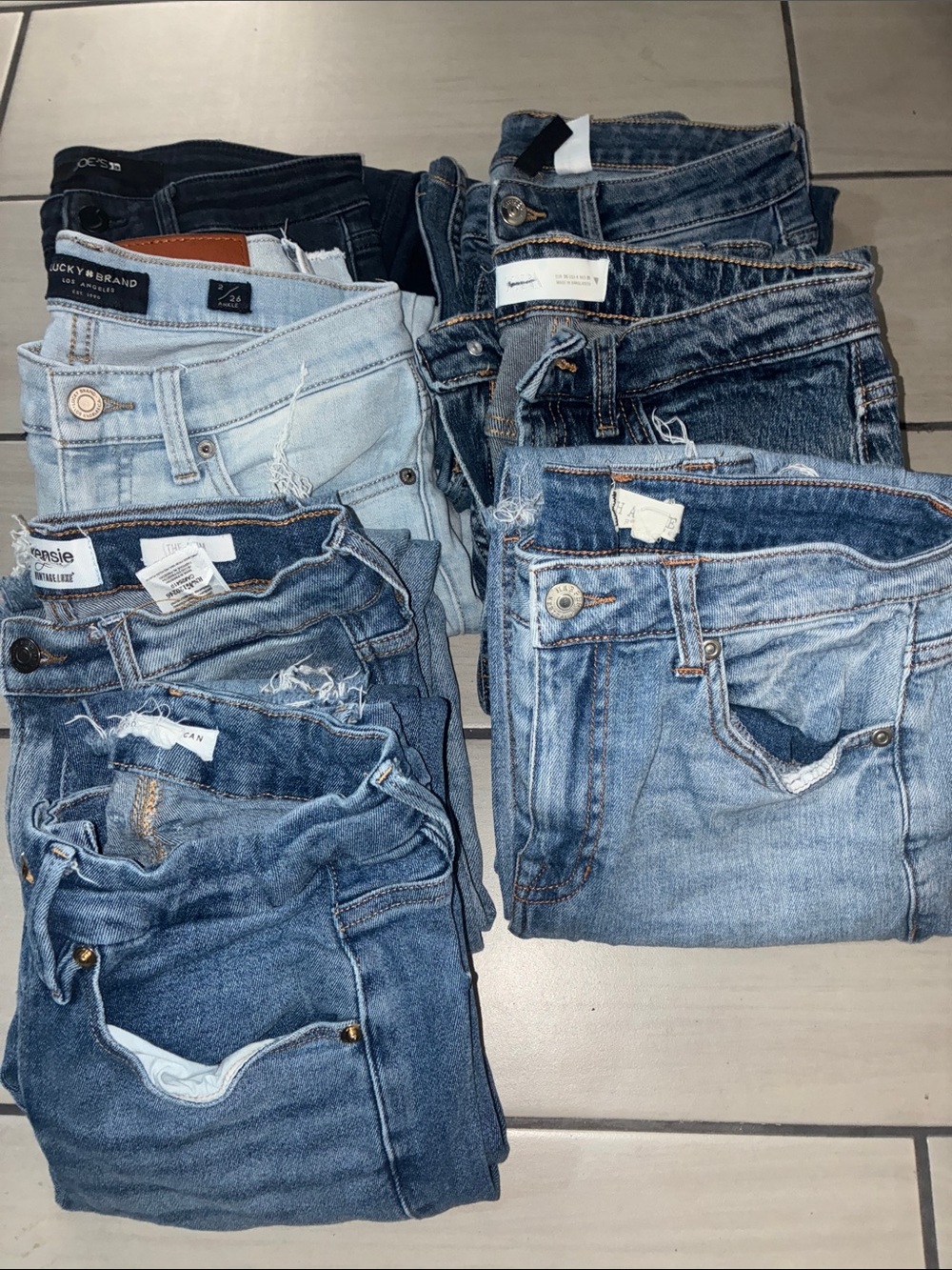 Zara Women's Straight Leg Jeans - Mixed Blue Denim Shades